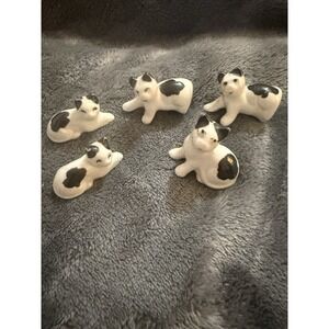 Lot‎ Of 5  Vintage Ceramic Black And White Kitties Made In Japan CUTE!